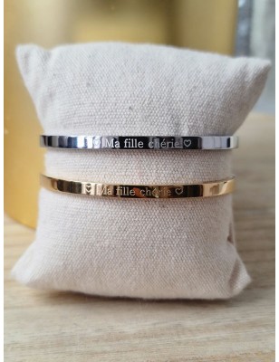 Bracelet message "ma fille chérie" en acier inoxydable