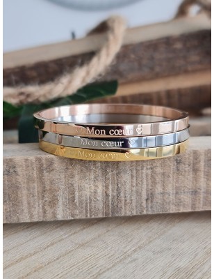 Bracelet message enfant "mon cœur" en acier inoxydable