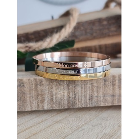 Bracelet message enfant "mon cœur" en acier inoxydable