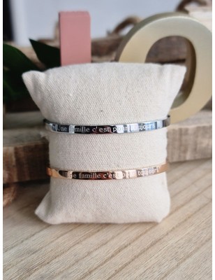 Bracelet message "une famille c'est pour toujours" en acier inoxydable