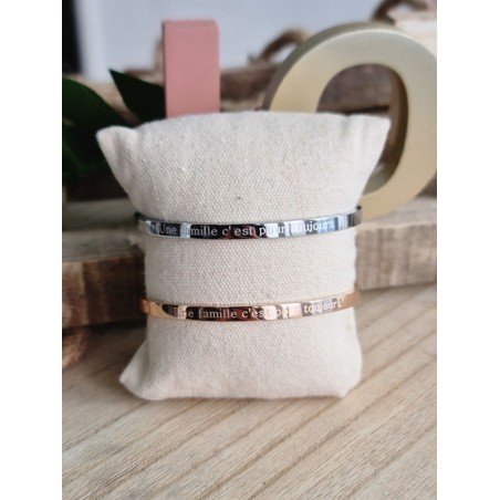 Bracelet message "une famille c'est pour toujours" en acier inoxydable