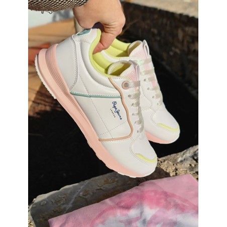 Baskets basses Pepe Jeans York candy blanches et pastel