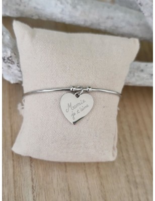 Bracelet jonc "Mamie je t'aime" en acier inoxydable