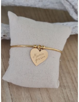 Bracelet jonc "Mamie je t'aime" en acier inoxydable