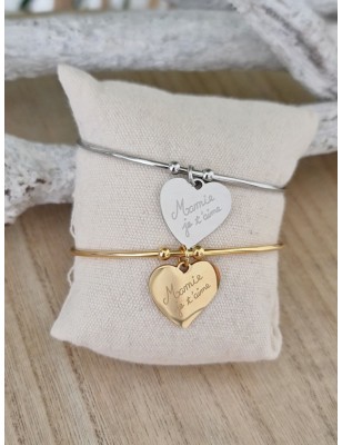 Bracelet jonc "Mamie je t'aime" en acier inoxydable