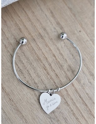 Bracelet jonc "Mamie je t'aime" en acier inoxydable