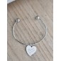 Bracelet jonc coeur pendant "Mamie je t'aime"