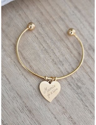 Bracelet jonc "Mamie je t'aime" en acier inoxydable