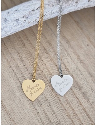 Collier "Mamie je t'aime" en acier inoxydable