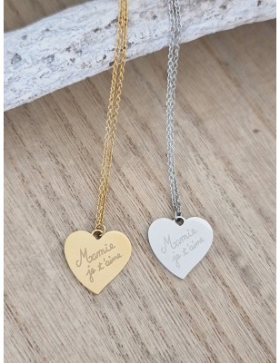 Collier "Mamie je t'aime" en acier inoxydable