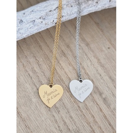 Collier "Mamie je t'aime" en acier inoxydable