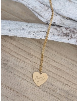 Collier "Mamie je t'aime" en acier inoxydable