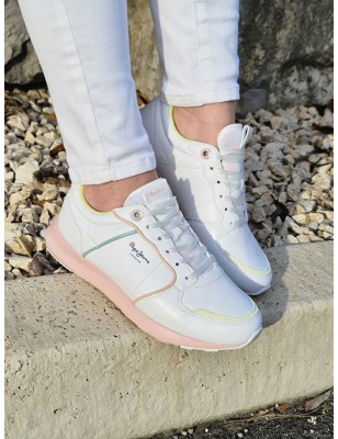 Baskets basses Pepe Jeans York candy blanches et pastel