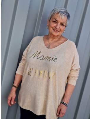 Pull fin Mamie d'amour beige