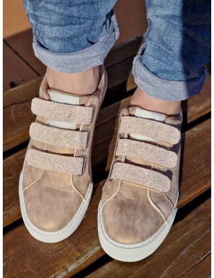 Baskets basses Kaporal Tippy nude avec scratch pailletés