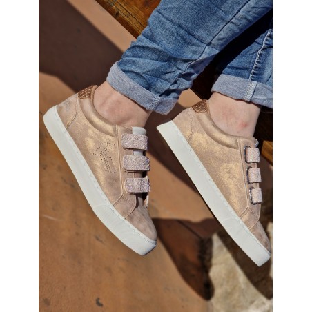Baskets basses Kaporal Tippy nude avec scratch pailletés