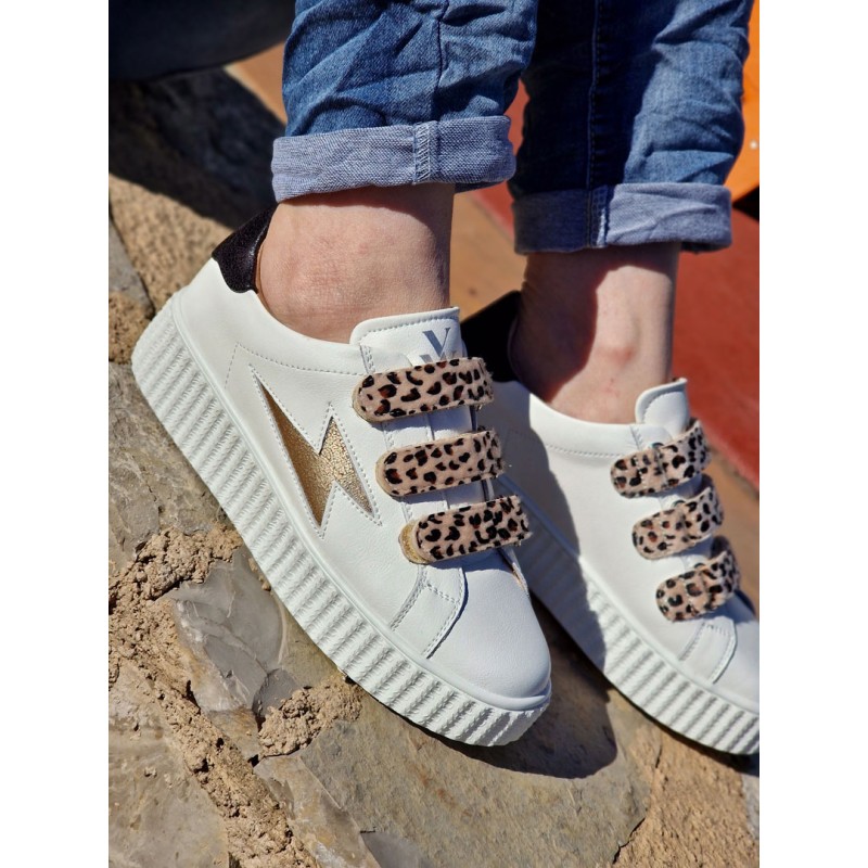 Baskets femme éclair cuir Vanessa Wu Maggie Jane blanches Baskets femme éclair cuir Vanessa Wu Maggie Jane blanches