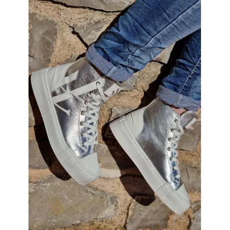 Baskets femme montantes Vanessa Wu Pina argent