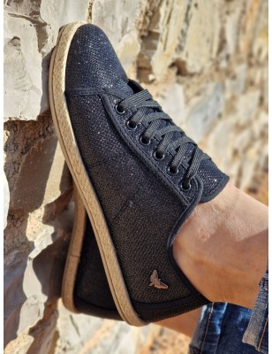 Baskets espadrille brillante femme LPB Fania noires