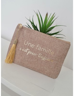 Pochette message "Une famille c'est pour toujours" avec pompon