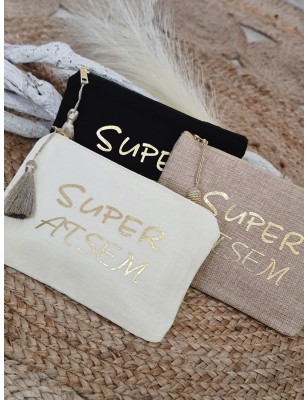 Pochette message "Super Atsem" avec pompon