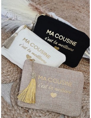 Pochette message "Ma cousine c'est la meilleure" avec pompon