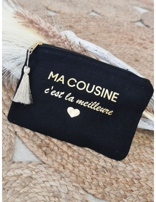 Pochette message "Ma cousine c'est la meilleure" avec pompon