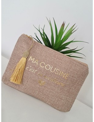 Pochette message "Ma cousine c'est la meilleure" avec pompon