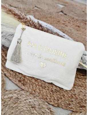 Pochette message "Ma cousine c'est la meilleure" avec pompon