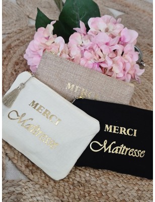 Pochette message "Merci maitresse" avec pompon