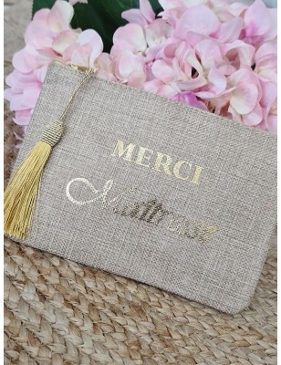 Pochette message "Merci maitresse" avec pompon