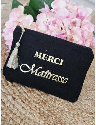 Pochette message "Merci maitresse" avec pompon