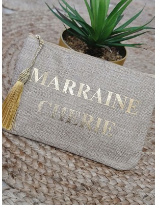 Pochette message "Marraine chérie" avec pompon