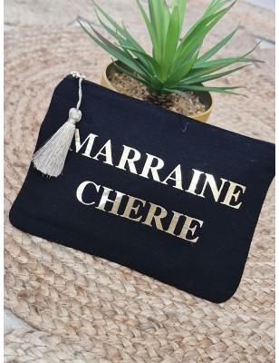 Pochette message "Marraine chérie" avec pompon