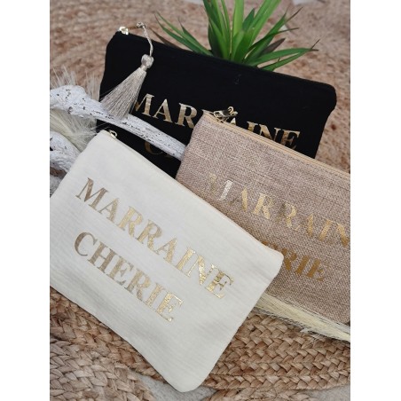 Pochette message "Marraine chérie" avec pompon