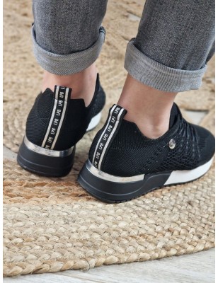 Baskets sneakers effet chaussette LPB Demy noires légères avec côtés perforés