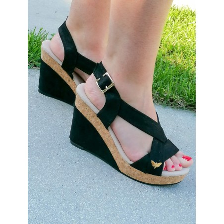 Sandales femme compensées LPB Filly noires