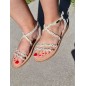 Sandales femme tressées LPB Frannie blanches et dorées Sandales femme tressées LPB Frannie blanches et dorées