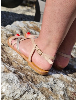 Sandales femme Sally beiges en suédine avec brides entrecroisées