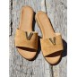 Mules femme suédine Angela camel