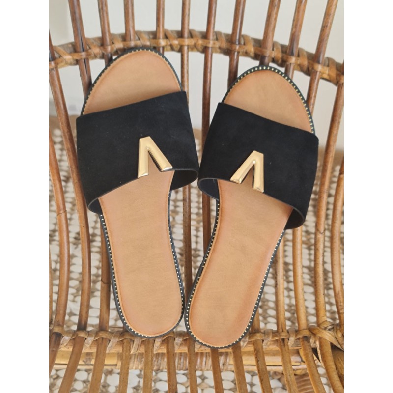 Mules femme suédine Angela noires