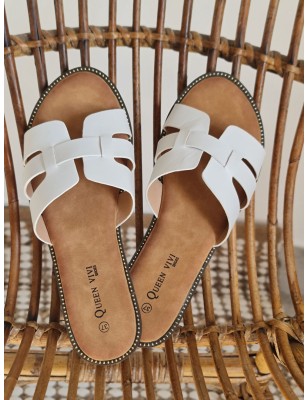 Mules femme Becky blanches