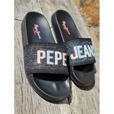 Claquettes Pepe Jeans Slider Knit noires