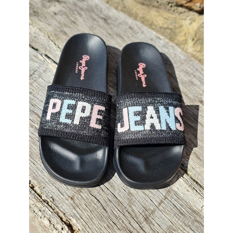 Claquettes Pepe Jeans Slider Knit noires