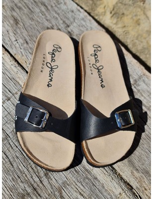 Mules Pepe Jeans Oban Clever noires avec bride réglable