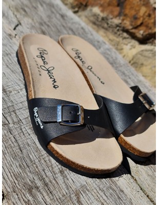 Mules Pepe Jeans Oban Clever noires avec bride réglable