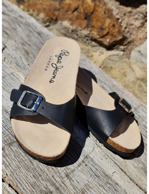 Mules Pepe Jeans Oban Clever noires avec bride réglable