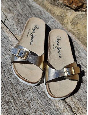 Mules Pepe Jeans Oban Métal dorées avec bride réglable