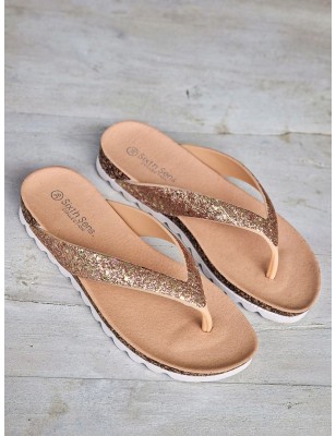 Tongs femme Oriane champagne pailleté
