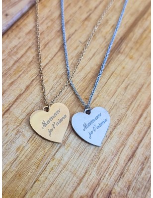 Collier "Maman je t'aime" en acier inoxydable